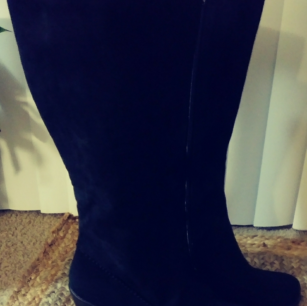 Black suede long boots